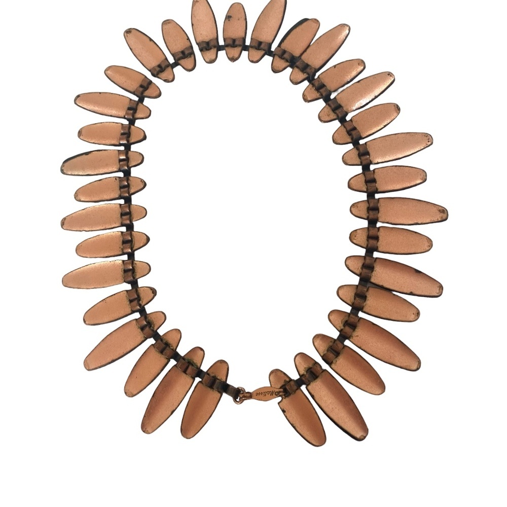 VTG Matisse Renoir copper black enamel necklace MCM mid century Nefertiti - Picture 3 of 10